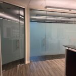 3M Privacy Matte interior window film installed on glass at Radiant Divine Medical Spa in Brecksville, Ohio by Sunray Window Films”