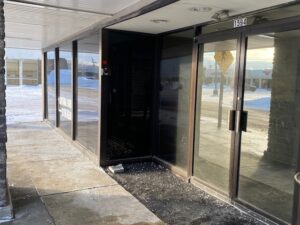 Storefront windows at Planet Fitness Mayfield Heights after 3M Night Vision 25 window film installation